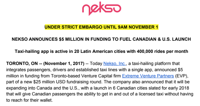 Nekso press release