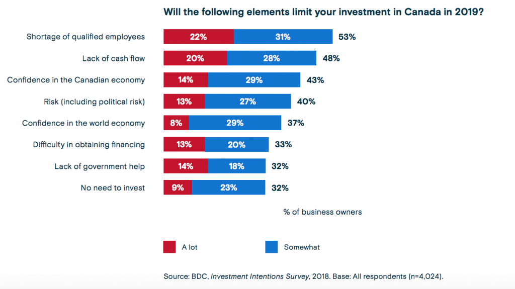 BDC 2019 Investment Intentions Report - Labor Shortages Graph