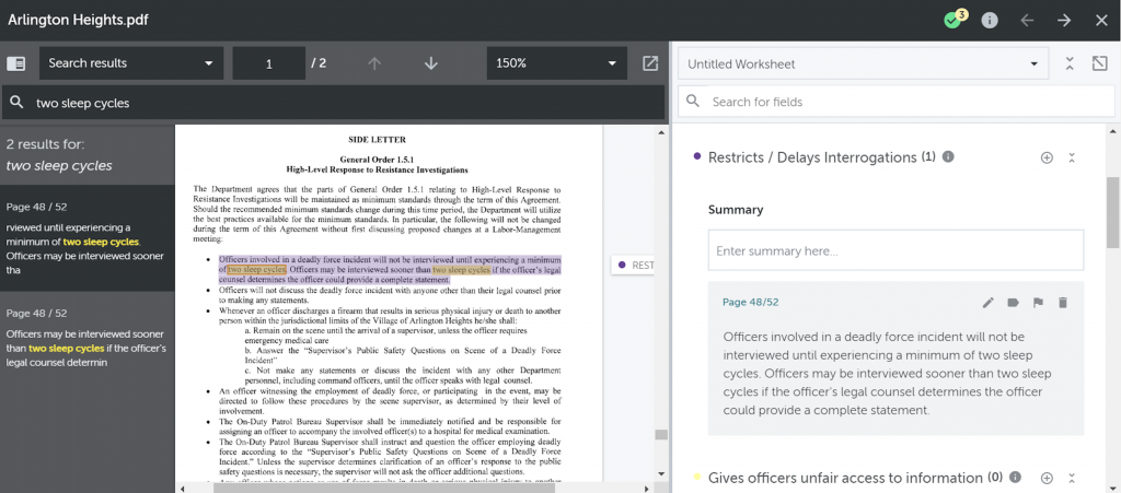 Kira Systems police contract database 3