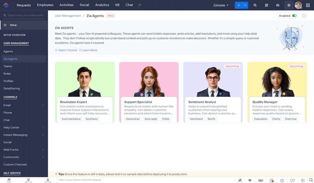 Zoho Desk - Native Agents