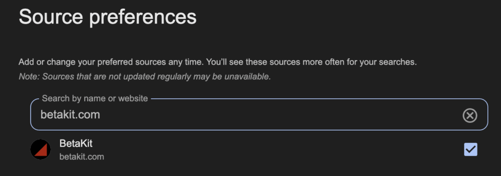 Google Preferred Source | BetaKit